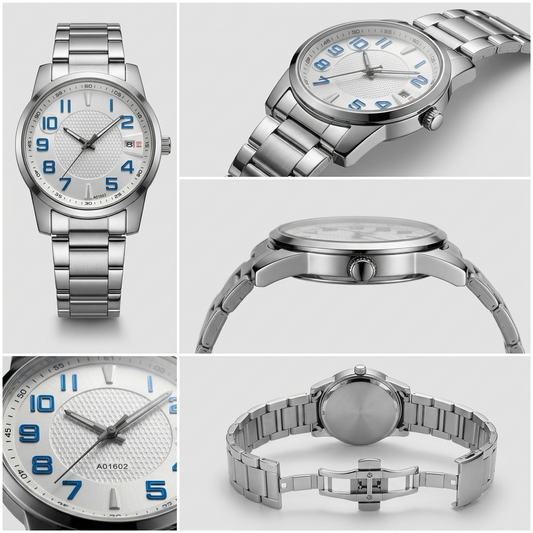 HronoClassic Silver & Blue Executive Watch